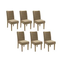 Cadeira de Cozinha 2CAD129FR Kit 6 Un Freijo/Suede Bege A036 - Kappesberg