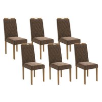 Cadeira de Cozinha 2CAD152EA Kit 6 Un Eucalipto/Suede Marrom A033 - Kappesberg