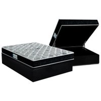 Cama Box Baú Casal: Colchão Espuma Probel D45/EP ProDormir Advanced Tech2000 Double Face + Base CRC Suede Black(138x188)