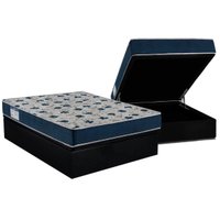 Cama Box Baú Casal: Colchão Espuma Ortobom D28 / EP ISO 60 + Base CRC Suede Black(138x188)