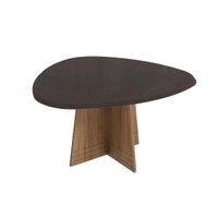 Mesa p/ Cozinha Lótus c/ Tampo Madeirado c/ Vidro 105x135cm Nogueira/Preto fosco/Vidro preto - Kappesberg
