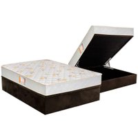Conjunto Box Baú Casal: Colchão Espuma Castor D28 Sleep Max Duplo + Base CRC Suede Brown (138x188)