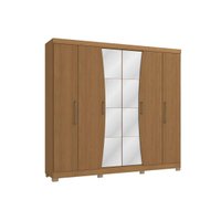 Guarda Roupa 6 Portas (2 c/ Espelho) e 3 Gavetas c/ Pés CB1PM556 Canela - Kappesberg