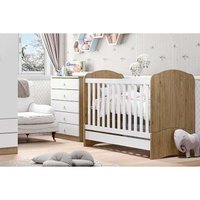 Quarto de Bebê Completo Bala de Menta 2 Peças (1 Cômoda + 1 Berço) QI95 Rústico/Branco - Henn