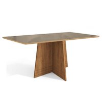 Mesa p/ Cozinha Lótus c/ Tampo Madeirado c/ Vidro 80x120cm Freijo/Bronze - Kappesberg