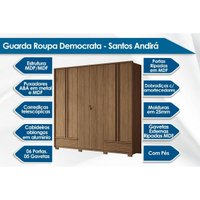 Guarda Roupa 6 Portas e 5 Gavetas c/ Pés Democrata Jatobá - Santos Andirá