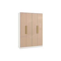 Módulo de Quarto Casal Guarda Roupa Adapt N536 c/ 4 Portas e 2 Gavetas Branco/Macadamia - Kappesberg