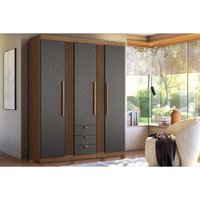 Guarda Roupa 3 Portas e 3 Gavetas c/ Pés Aurora 3.3 Jatobá/Grafite - Santos Andirá