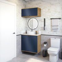 Conjunto para Banheiro com Basculante Kappesberg Celeste 2 Peças Nogueira/Azul 80cm