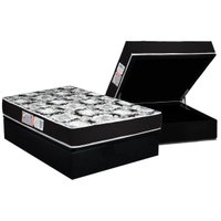 Conjunto Box Baú Casal: Colchão Espuma Luckspuma D33 Supreme Pró Saúde Black + Base CRC Suede Black (138x188)