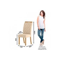 Conjunto: Mesa Sala Jantar Natali c/ Tampo Madeirado c/ Vidro Curvo 160x90cm e 6 Cadeiras Bella Nature/Linho - Henn
