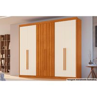Guarda Roupa 6 Portas (2 Ripadas) e 6 Gavetas Atenas Cinamomo/Off White - Conquista