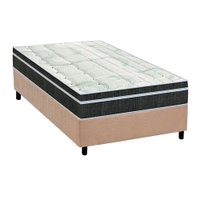Cama Box Solteiro: Colchão Molas Orthoflex Bonnel Venezia + Base CRC Suede Clean(88x188)