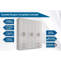 Guarda Roupa 6 Portas e 4 Gavetas c/ Pés Canadá Plus Cinamomo - Conquista