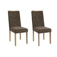 Cadeira de Cozinha 2CAD157EA Kit 2 Un Carvalho/Suede Marrom - Kappesberg