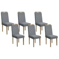 Cadeira de Cozinha 2CAD153EA Kit 6 Un Eucalipto Linho Cinza A018 - Kappesberg