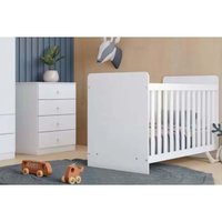 Quarto de Bebê Completo Labirinto 2 Peças (1 Berço + 1 Cômoda) QI98 Branco - Henn