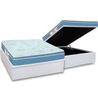 Conjunto Box Baú Casal: Colchão Espuma Castor D45 Sleep Max + Base CRC Courano White (138x188)