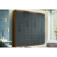 Guarda Roupa 8 Portas e 6 Gavetas Liverpool Jatobá/Grafite - Santos Andirá