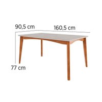 Conjunto: Mesa Sala Jantar Monalisa c/ Tampo Madeirado c/ Vidro 160cm e 4 Cadeiras Lady Natural - Nesher
