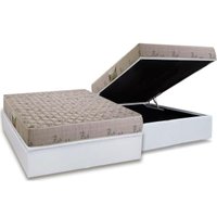 Cama Box Baú Casal: Colchão Espuma Herval D33 Cannes + Base CRC Courano White(138x188)