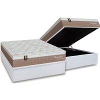 Conjunto Box Baú Casal: Colchão Molas Orthoflex Ensacadas Sensitive + Base CRC Courano White (138x188)