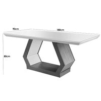 Mesa p/ Cozinha Alvorada c/ Tampo 180x90cm Madeirado Vidro Canto Reto - Imbuia/Grafite - Rufato