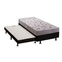 Cama Box c/Auxiliar Solteiro: Colchão Espuma Herval D28/AG65 Black + Base CRC Courano Black(88x188)