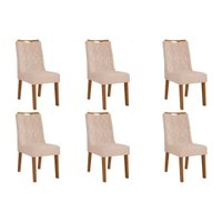 Cadeira de Cozinha Stela Kit 6 Un Ipe/Suede Kraft - DJ Móveis
