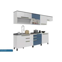 Cozinha Completa Manhattan 9 Peças (4Aéreos+3Balcões+2Complementos) C9P156 Branco/Azul - Herval