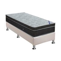 Cama Box Solteiro: Colchão Molas Ortobom Nanolastic Light + Base CRC Courano White(88x188)
