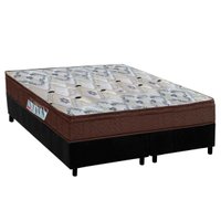 Cama Box Queen: Colchão Espuma Ortobom D45/EP Anatômico Fort Tech ISO 150 Mega Firme + Base CRC Suede Black(158x198)
