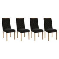 Cadeira de Cozinha 2CAD157EA Kit 4 Un Eucalipto/Suede Preto A038 - Kappesberg