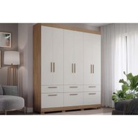Guarda Roupa 6 Portas e 5 Gavetas Porto Cinamomo/Off White - Panan