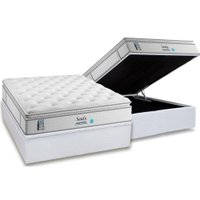 Cama Box Baú Casal: Colchão Molas Plumatex Ensacadas Confortgel + Base CRC Courano White(138x188)