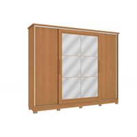 Guarda Roupa 4 Portas de Correr (2 c/ Espelho) e 4 Gavetas c/ Pés CB01N565 Flex Canela/Canela ou Macadamia - Kappesberg