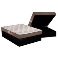 Conjunto Box Baú Casal: Colchão Espuma Polar D28 Pérola + Base CRC Suede Black (138x188)
