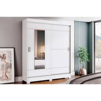 Guarda Roupa 2 Portas de Correr (1 c/ Espelho) e 2 Gavetas c/ Pés Briz B66 Branco - Henn
