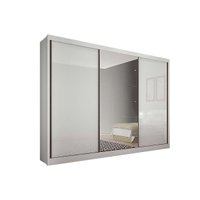 Guarda Roupas 3 Portas de Correr (1 c/ Espelho) e 4 Gavetas Toulon/Sonetto Plus Branco - Novo Horizonte