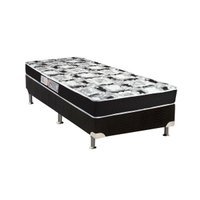 Cama Box Solteiro: Colchão Espuma Luckspuma D45 Gran Luck Black Pró Saúde + Base CRC Suede Black(88x188)