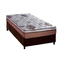 Conjunto Box Solteiro: Colchão Molas Luckspuma Ensacadas Caribe + Base CRC Suede Brown (88x188)