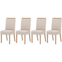 Kit 4 Cadeiras Sala Jantar Nina 4 Un Nature/Suede Light Linho - Henn