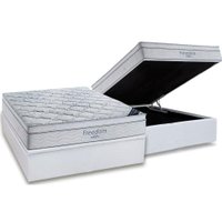 Cama Box Baú Casal: Colchão Molas Ensacadas Ortobom Freedom Visco + Base CRC Suede White(138x188)