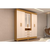 Guarda Roupa 6 Portas (2 c/ Espelho) e 9 Gavetas Débora Nature/Off White - ACP