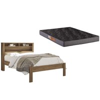 Colchão Casal Espuma D23 Pérola + Cama Invicta Jatobá