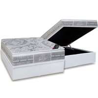 Conjunto Box Baú Casal: Colchão Molas Castor Ensacadas Super luxo Látex Plush + Base CRC Courano White (138x188)