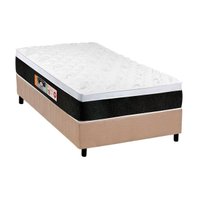 Cama Box Solteiro: Colchão Espuma Castor D45 Black e White AIR + Base CRC Suede Clean(88x188)