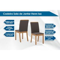 Conjunto: Mesa Sala Jantar Orus Tampo Madeirado c/ Vidro 120x80cm e 6 Cadeiras Isa Nature/Suede Light Bege - Henn