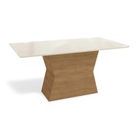 Mesa p/ Cozinha Tilia c/ Tampo Madeirado c/ Vidro 160x90cm Freijó/Off White - Kappesberg