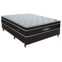 Conjunto Box Queen: Colchão Molas Ortobom Ensacadas Elegant + Base CRC Suede Black (158x198)